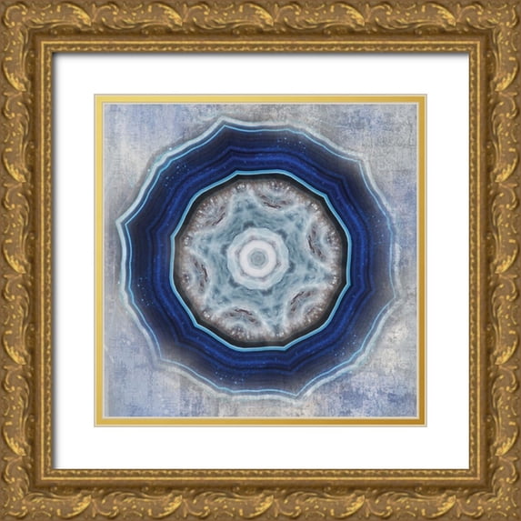 Weisz, Irene 15x15 Gold Ornate Wood Framed with Double Matting Museum Art Print Titled - Kaleidoscope Blue Agate II