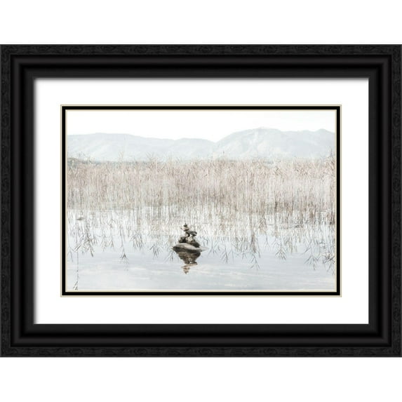 Weisz, Irene 18x13 Black Ornate Wood Framed with Double Matting Museum Art Print Titled - Taupe Zen