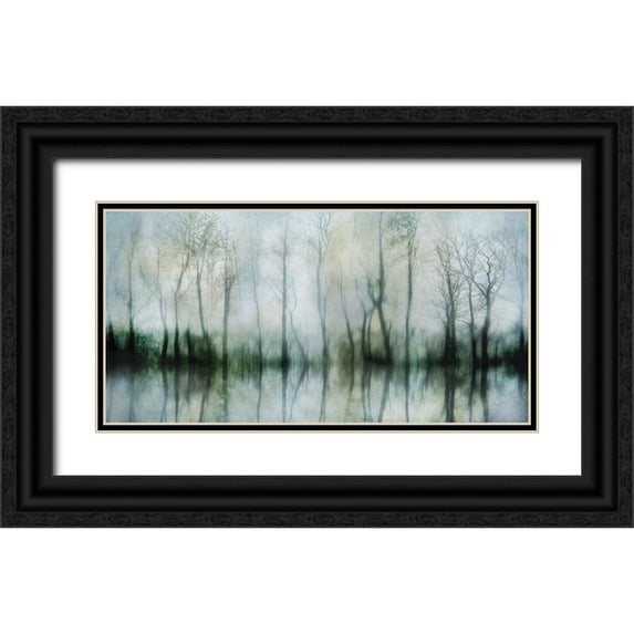 Weisz, Irene 32x18 Black Ornate Wood Framed with Double Matting Museum Art Print Titled - Mirrored Pond