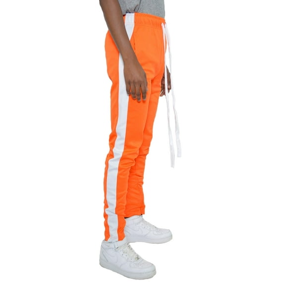 Weiv Gear Men’s Track Pants – Classic Slim Fit Side Stripe Drawstring Waist Ankle Zipper Active Workout Joggers Sweatpants