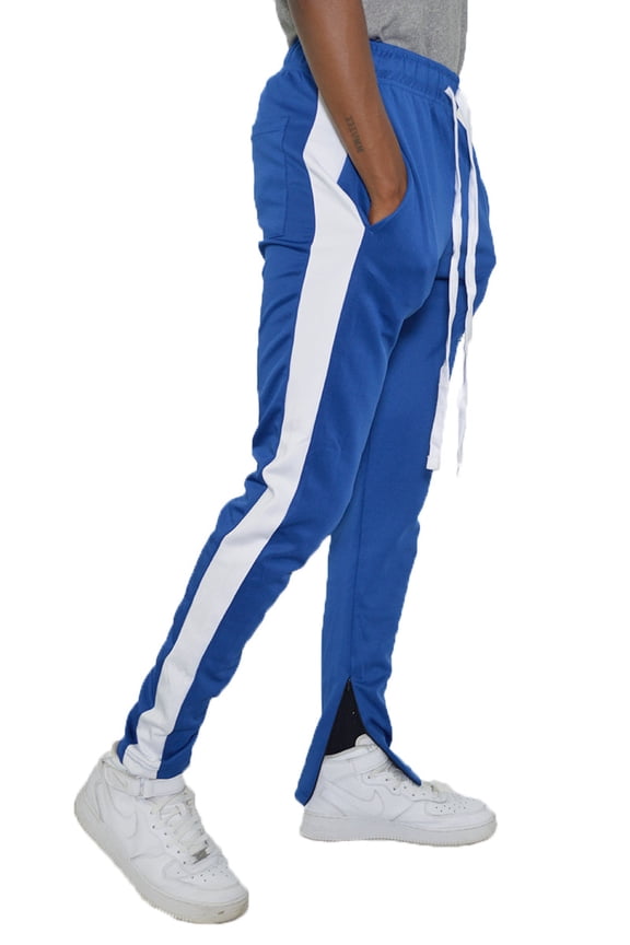 Men’s Track Pants – Classic Slim Fit Side Stripe Drawstring Waist Ankle Zipper Active Workout Joggers Sweatpants