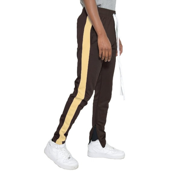 Weiv Gear Men’s Track Pants – Classic Slim Fit Side Stripe Drawstring Waist Ankle Zipper Active Workout Joggers Sweatpants