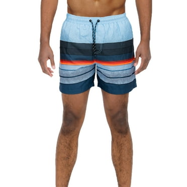 Weiv Men's Striped Swim Trunks 5.5" Quick Dry Beach Swim Shorts for Men with Mesh Lining