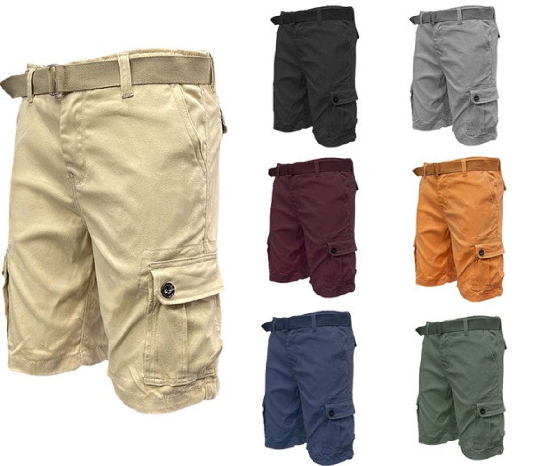 Weiv Mens Belted Cargo Shorts with Belt - Walmart.com