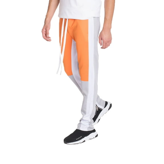 Weiv Mens Color Block Track Pants Side Stripe Ankle Zipper Slim Fit