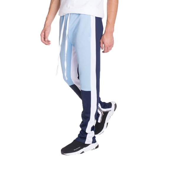 Weiv Mens Color Block Track Pants Side Stripe Ankle Zipper Slim Fit