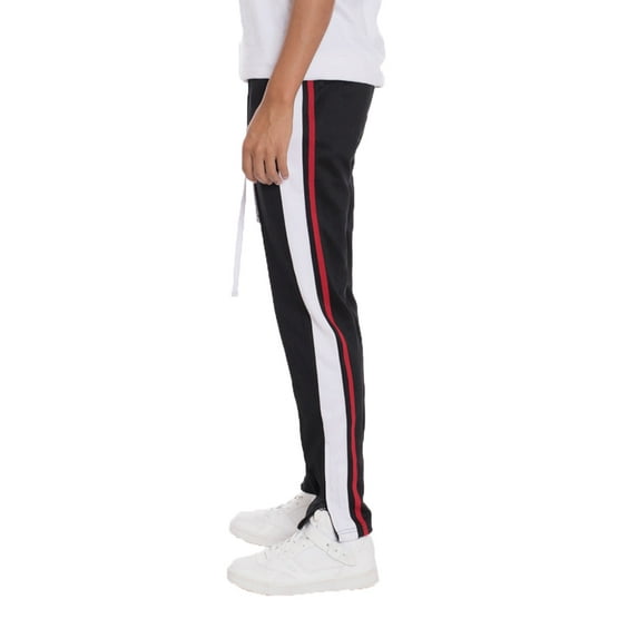 Weiv Mens Tricot Sweat Pants Front Pleat Straight Regular Fit Ankle Zipper Loungewear