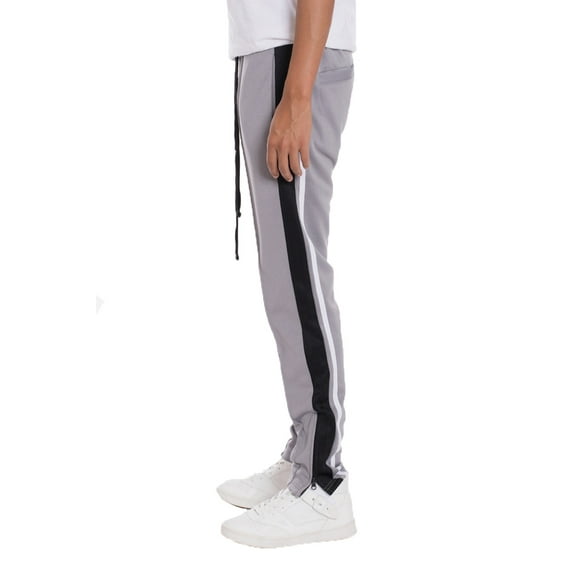Weiv Mens Tricot Sweat Pants Front Pleat Straight Regular Fit Ankle Zipper Loungewear