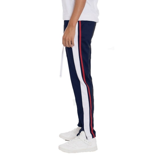 Weiv Mens Tricot Sweat Pants Front Pleat Straight Regular Fit Ankle Zipper Loungewear