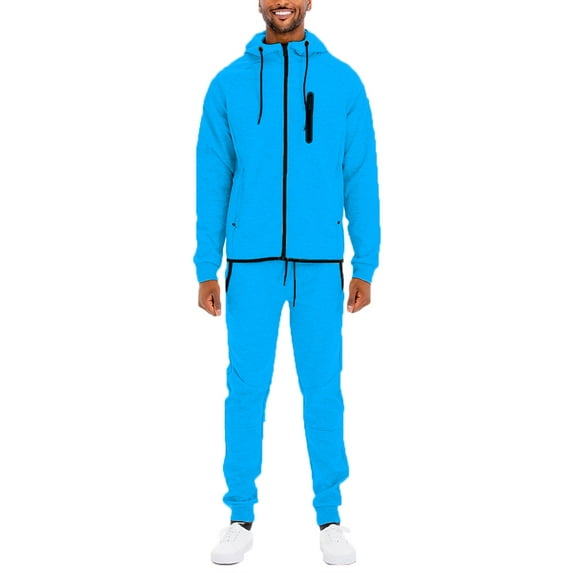 Weiv Performance Plus Men's Adult Tech Suit Matching Track Suit Zippered Jacket and Joggers, Hooded, Athletic Fit
