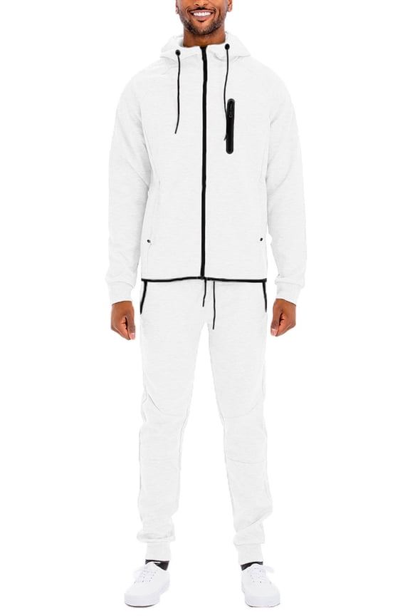 Weiv Performance Plus Men's Adult Tech Suit Matching Track Suit Zippered Jacket and Joggers, Hooded, Athletic Fit