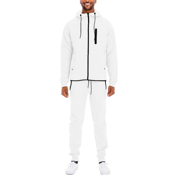 Weiv Performance Plus Men's Adult Tech Suit Matching Track Suit Zippered Jacket and Joggers, Hooded, Athletic Fit