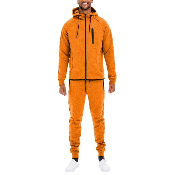 Weiv Performance Plus Men's Adult Tech Suit Matching Track Suit Zippered Jacket and Joggers, Hooded, Athletic Fit