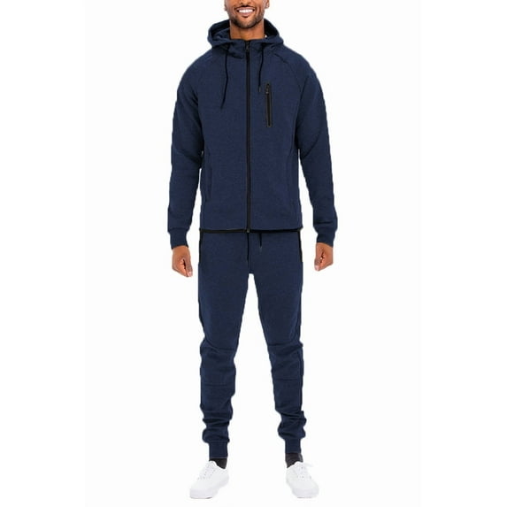 Weiv Performance Plus Men's Adult Tech Suit Matching Track Suit Zippered Jacket and Joggers, Hooded, Athletic Fit