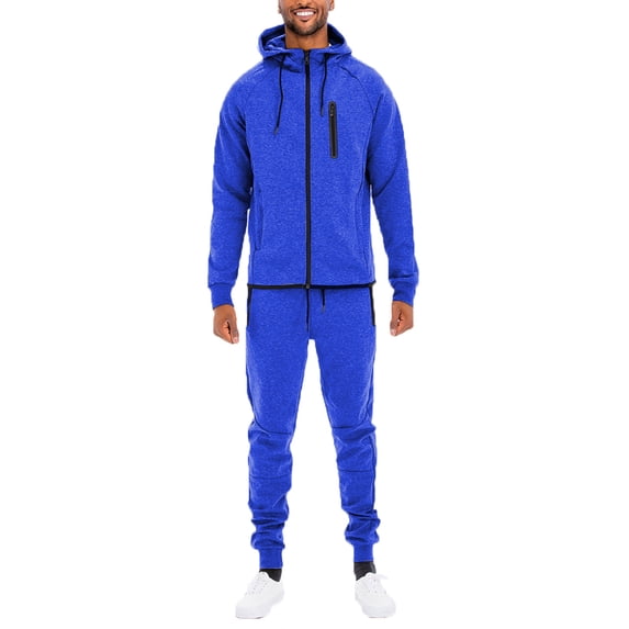 Weiv Performance Plus Men's Adult Tech Suit Matching Track Suit Zippered Jacket and Joggers, Hooded, Athletic Fit