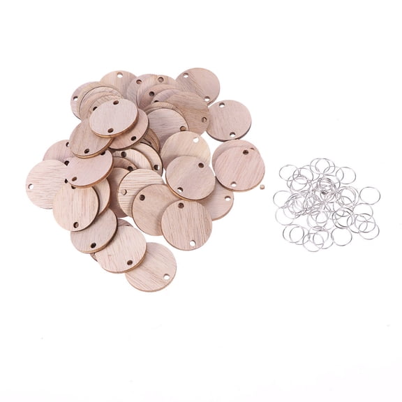 Rustic Wooden Discs Set with Loops for DIY Crafts and Decor