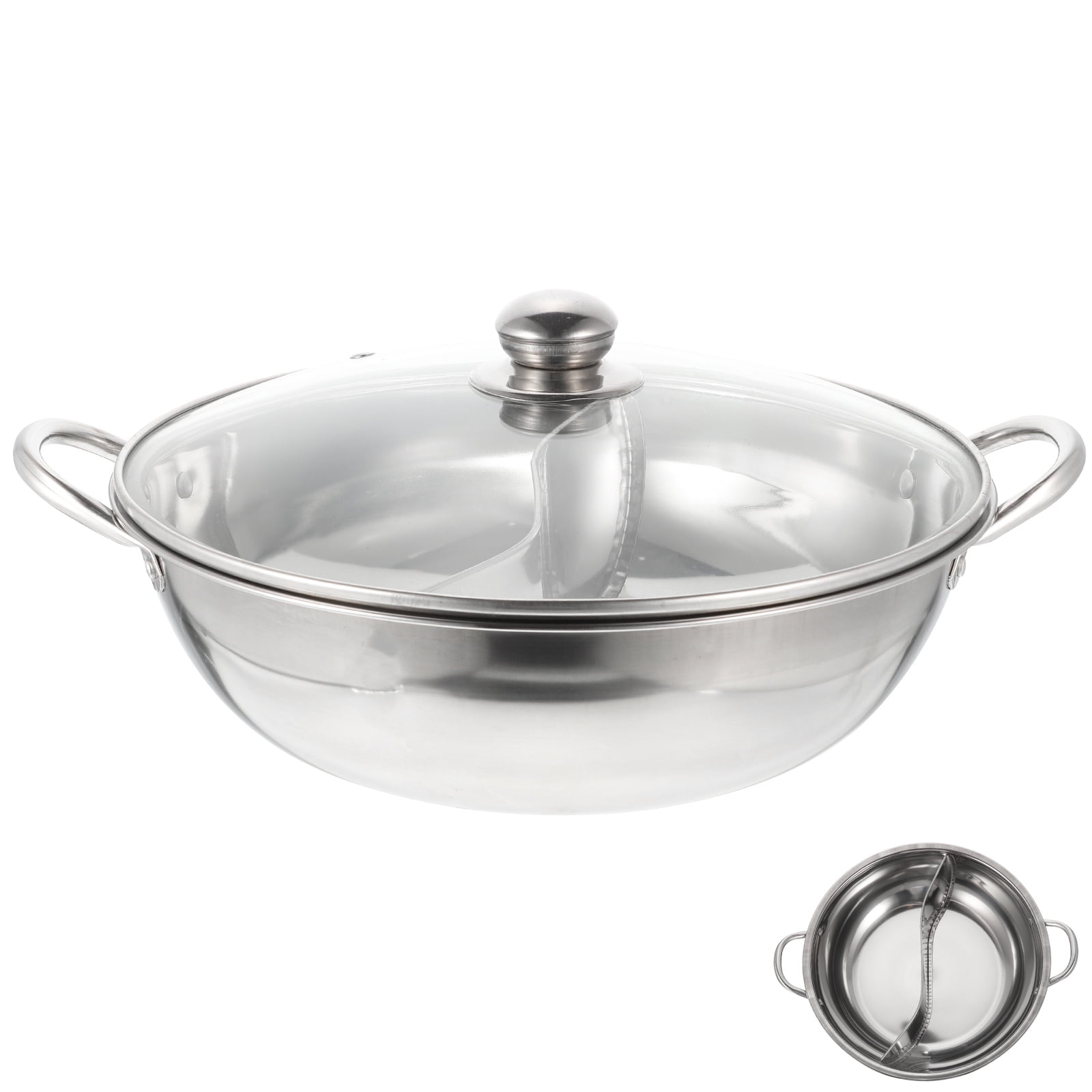 Weiwei Stainless Steel Dual Sided Hot Pot with Divider 12.2 Inches