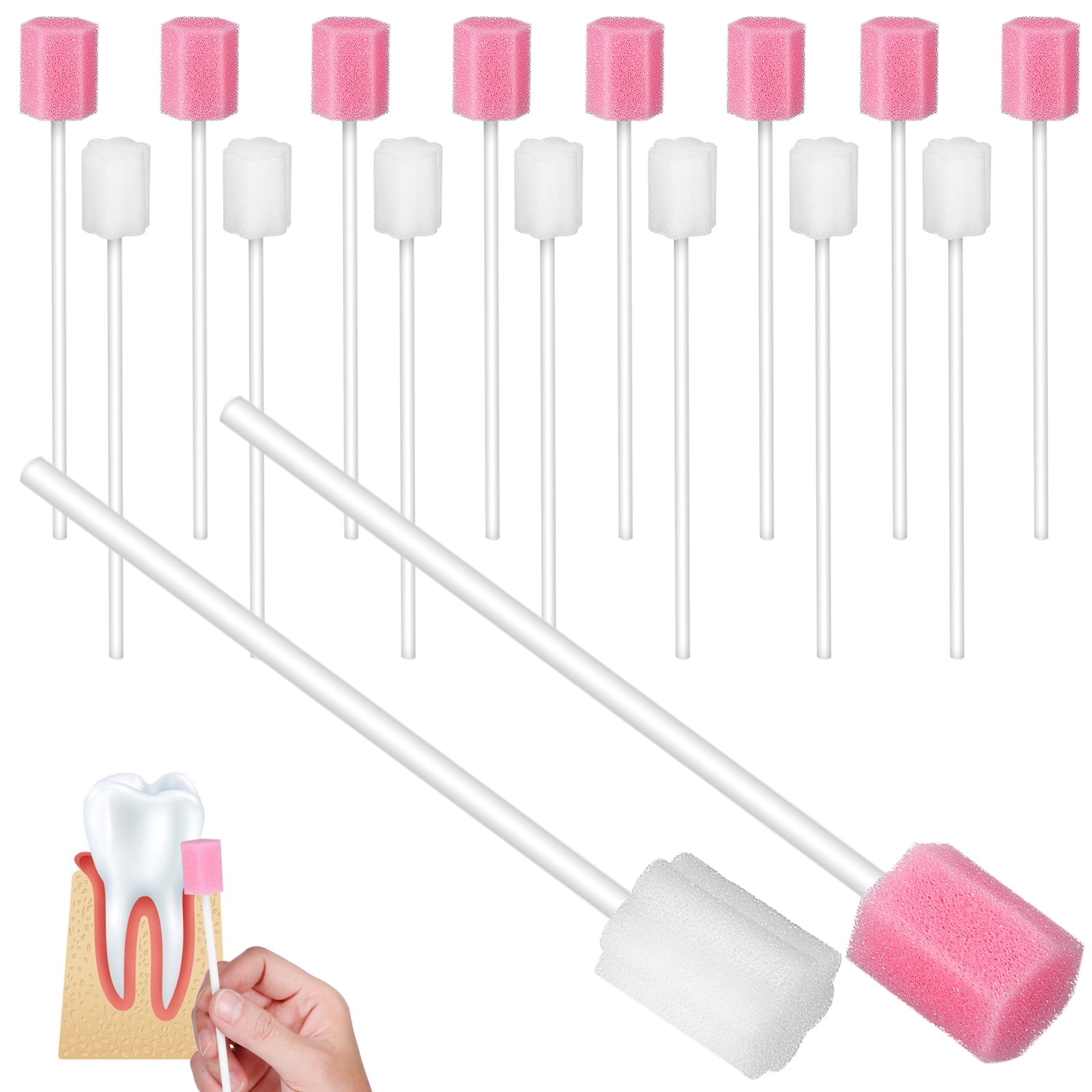 Weiweiguan 100 Pcs Mouth Swabs Oral Swabs Oral Care Mouth Sponges On A