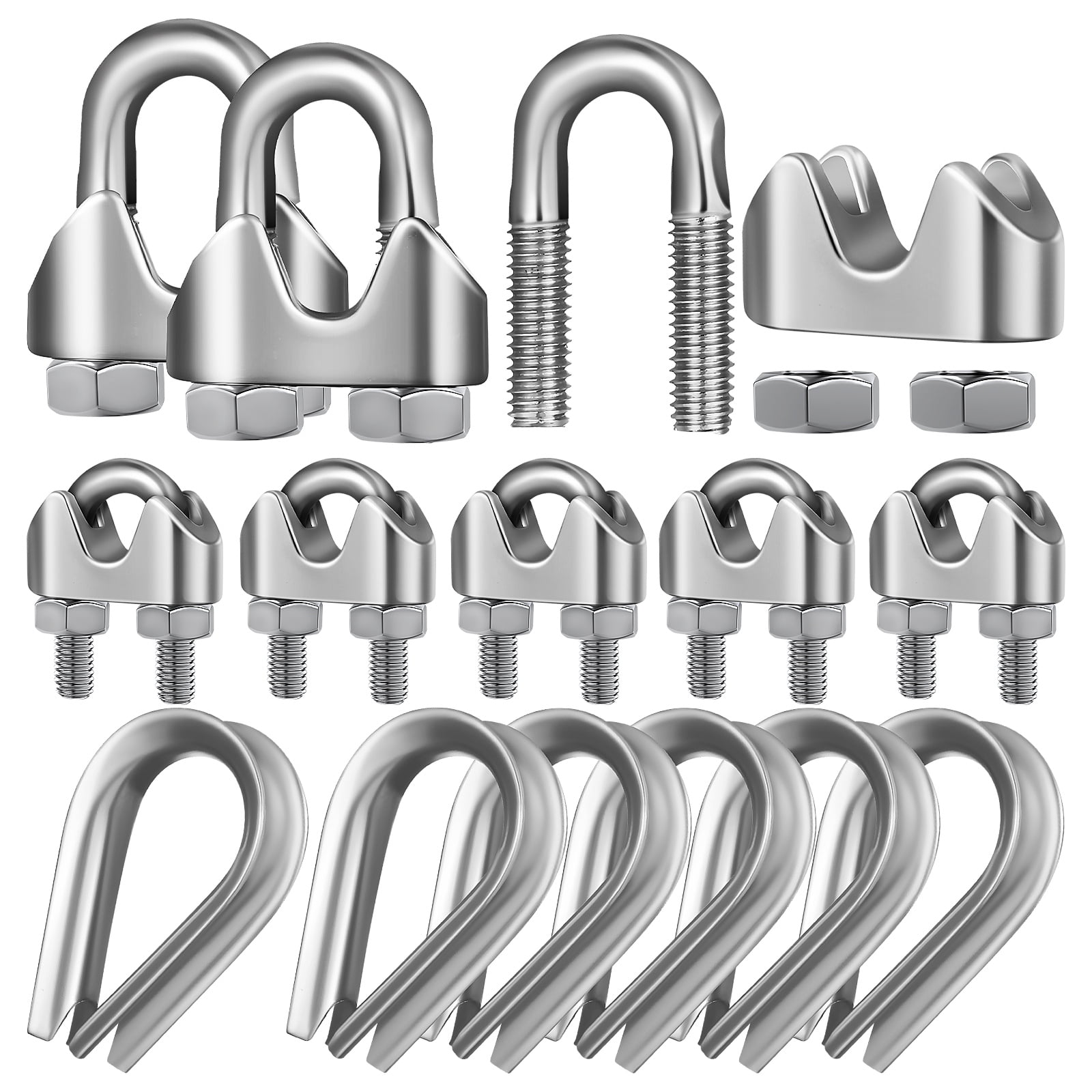 Weiweiguan 14 Pcs Wire Rope Clamps Cable Clamp Wire Rope Clips Cable