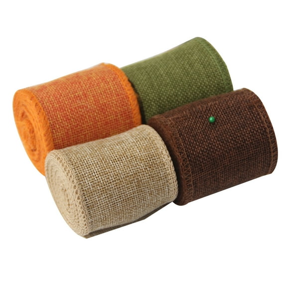 AURARMLET Craft Burlap Ribbon Orange For DIY Users 4 Rolls 11.8x2.4x0.04in