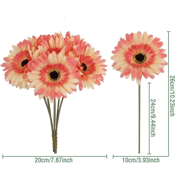Weiwen 6Pcs Gerbera Daisy Flowers, African Daisy Single Stem Fake Flowers for Wedding Bouquet Vase Home Table Decor
