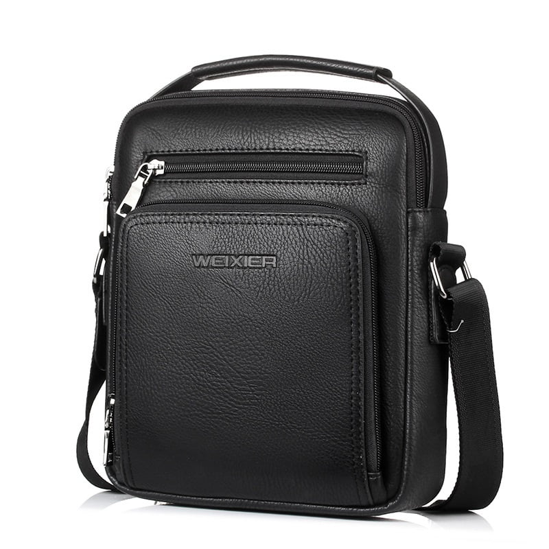 Weixier New Men's Crossbody Bag Leather Small Business Shoulder Handbag ...