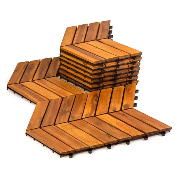 (Weiyi-EC)-- 10PC 12inch*12inch High-quality Acacia Wood Modular Flooring, Model 026, Is Easy To Install And Enhances Your Home's Elegance And Comfort. **--( 54wsl.')