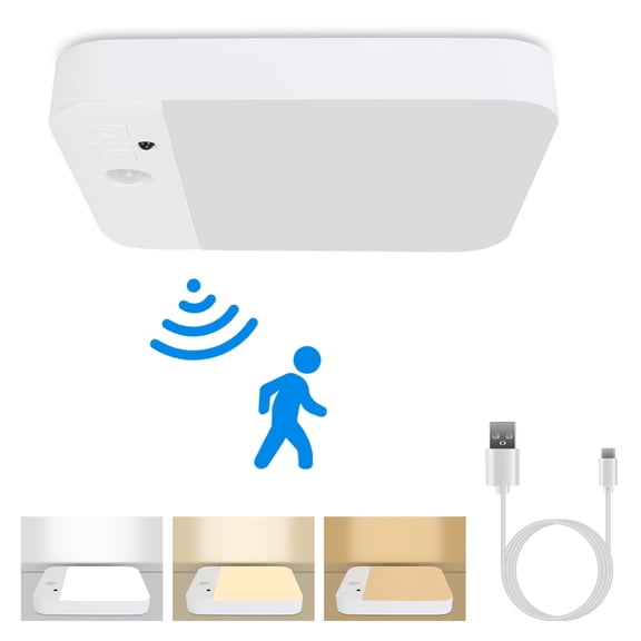(Weiyi-EC)-- 1Pc Or 2Pcs Motion Sensor Ceiling Light With Remote Rechargeable Wireless Flush Ceiling Light With 3000K 4500K 6000K 3 Timer 10 Brightness For Closet Stairs Garage Bathroom Hallway ;[;[[
