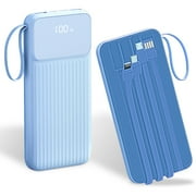 Weiyi-EC--1Pc PD22W Fast Charger 20000mAh Fast Charging Power Bank Portable Charger With 4 Inbuilt Cables Digital Display Handle Fit For IOSPhone 15 14 Android And More.--gf2km2;5[