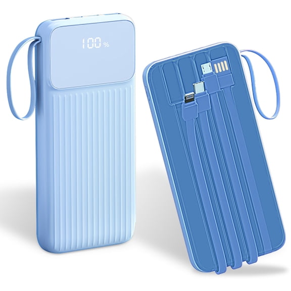 (Weiyi-EC)--1Pc PD22W Fast Charger 20000mAh Fast Charging Power Bank Portable Charger With 4 Inbuilt Cables Digital Display Handle Fit For IOSPhone 15 14 Android And More.--(gf2km2;5[)