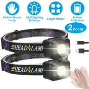 Weiyi-EC--2Packs Rechargeable Motion Sensor Headlamp 6 Light Modes COB XPG Headlight Torch Flashlight For Fishing Running Camping Hiking.--pfgm
