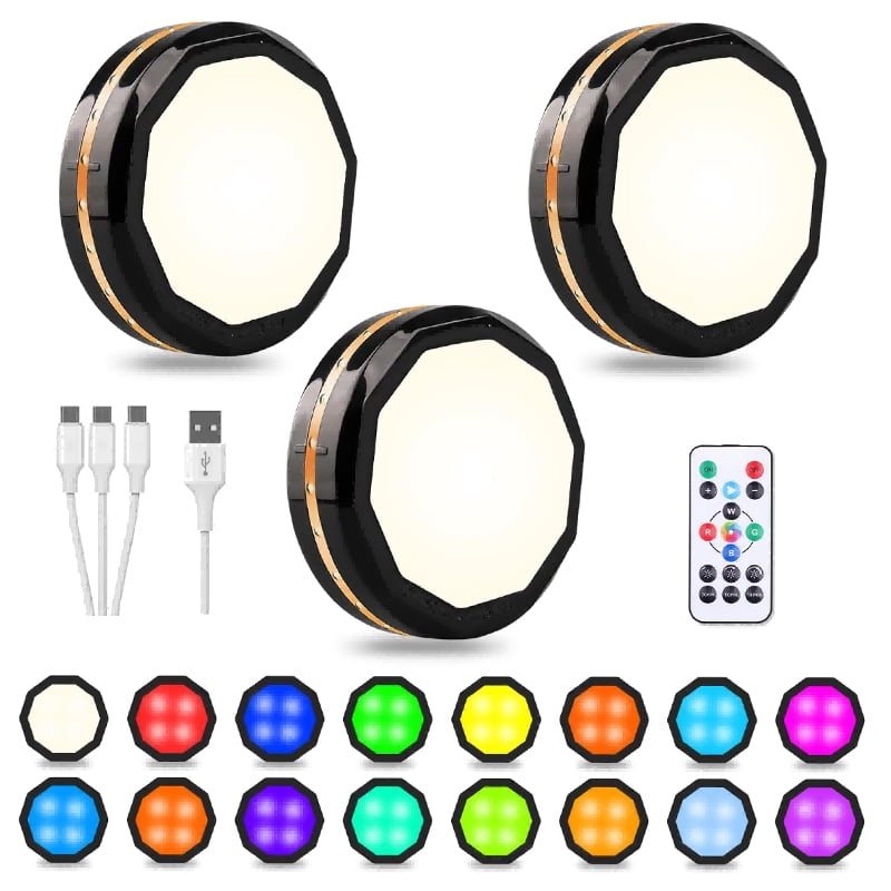 (Weiyi-EC)-- 3 Pcs Motion Sensor Lights Indoor, Under Cabinet Light Rechargeable, Wireless LED Closet Lights Night Light **--（ 47;lk）