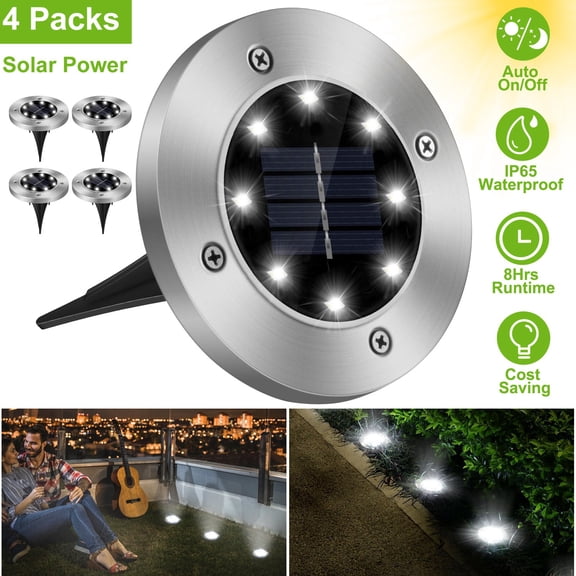 (Weiyi-EC)-- 4Pcs Solar Powered Ground Light Outdoor IP65 Waterproof Buried In-Ground Lamp Decorative Path Deck Lawn Patio Lamp **--（ 65pl;）