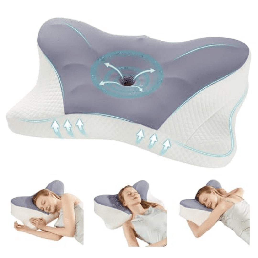 (Weiyi-EC)-- Cervical Neck Pillow, Cooling Ergonomic Memory Foam Pillows  Dual Height Orthopedic Support Contour Pillow For Side **--（ hgl;[';i）