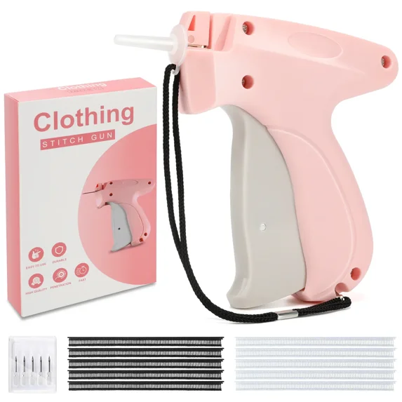 (Weiyi-EC)-- Fine Stitch Handheld Sewing Machine for Home Use, Multifunctional Tagging Gun with 5 Fine Needles, 500 Black Micro Fasteners, 500 White Micro Fasteners - Textile & Sewing Supplies Crafts