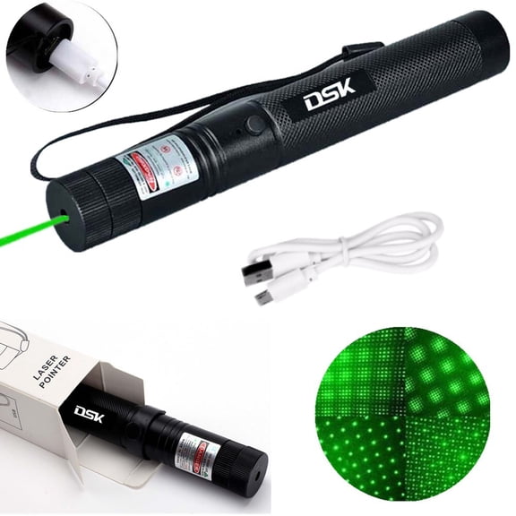 (Weiyi-EC)-- USB Rechargeable Green Laser Pointer Pen Light 990Miles 532NM Astronomy Visible Beam Light 1mw Flashlight **--(3';l,nm )