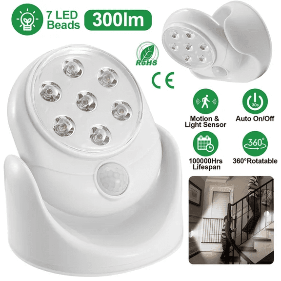 (Weiyi-EC)--Wireless LED Spotlight 90 Degree Motion Sensor Night Lamp.--(h54k;4[oi)