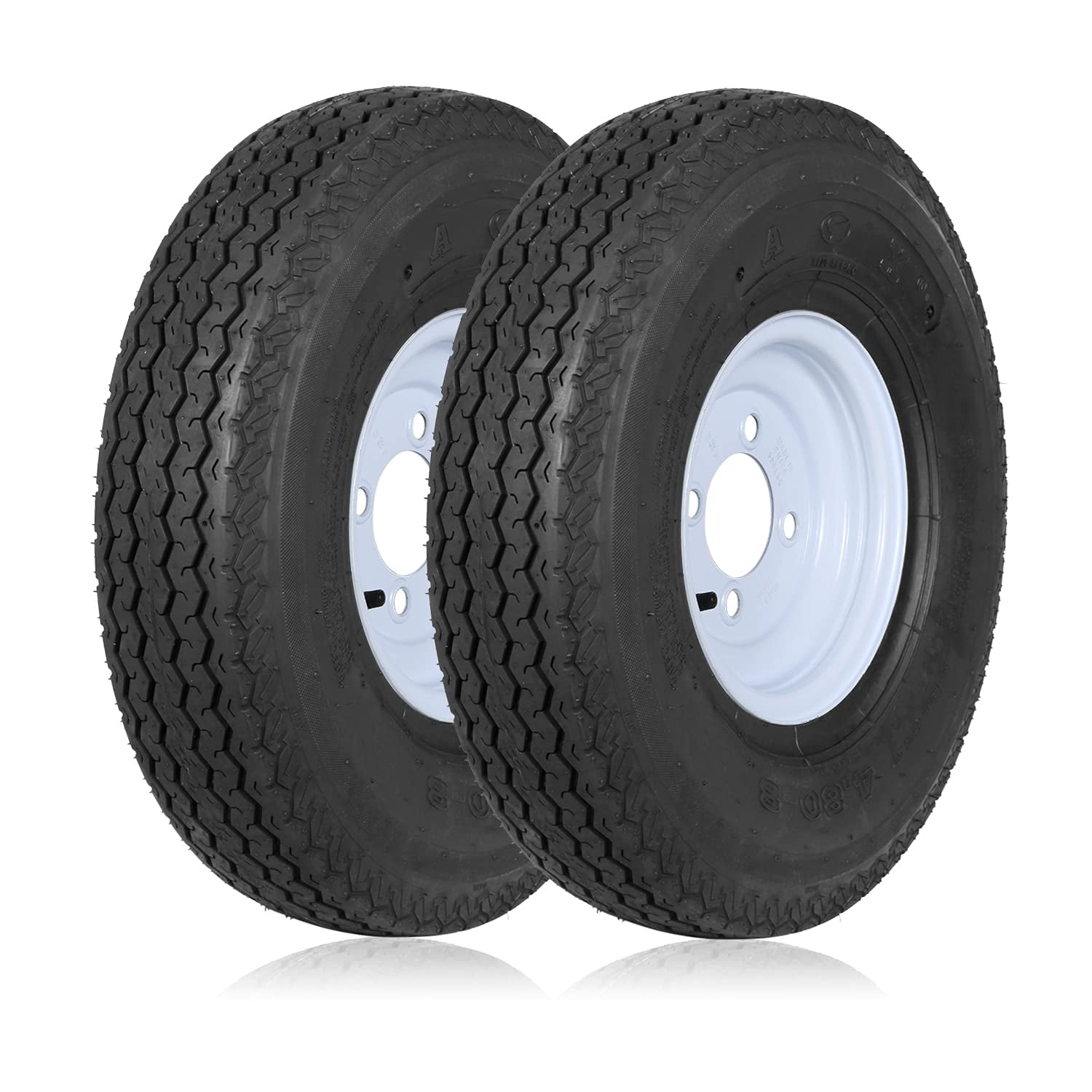 Weize 2PK 4.80-8 Bias Trailer Tire with 8" Wheel - 4 on 4" - Load Range C