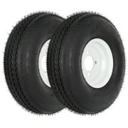 Weize 2PK 5.70-8 Bias Trailer Tire with 8" White Wheel - 4 on 4" - Load Range C