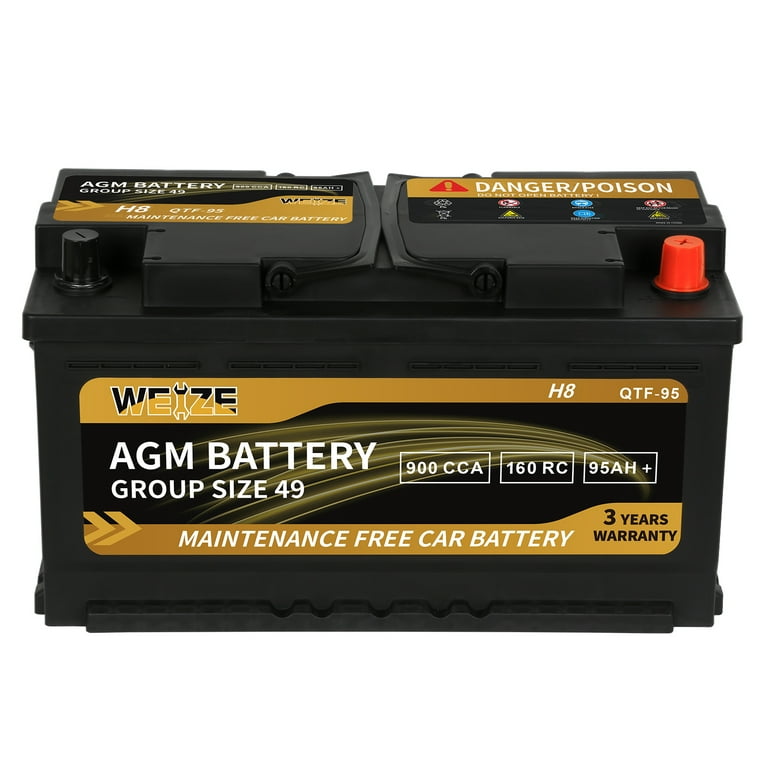 HR HiPower AGM Car Battery 12V 100Ah 1000A/EN Starter Battery Replaces 90Ah  92Ah 95Ah