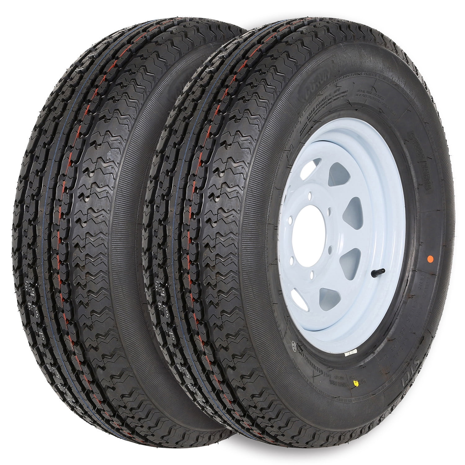 Weize ST225/75R15 Radial Trailer Tire with 15" White Wheel 6 on 51/2