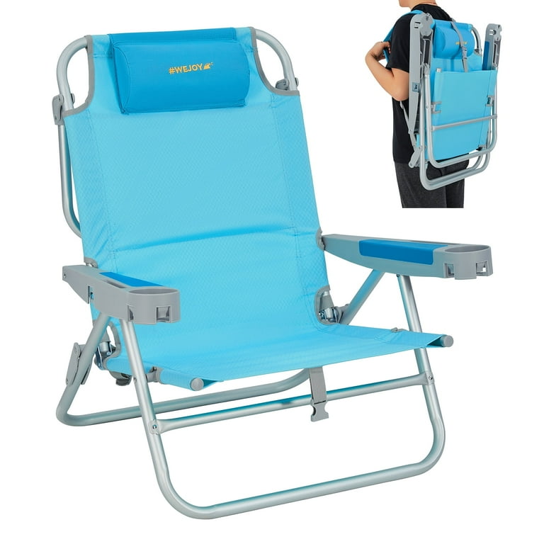 Free Shipping Wejoy 5 Position Reclining Beach Chair for Adult Extra Wide 28 Oversized Outdoor Chair Portable Low Folding Camping Chairs for Heavy Duty Blue Walmart