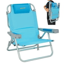 #Wejoy 5-Position Reclining Beach Chair for Adult Extra Wide 28" Oversized Outdoor Chair Portable Low Folding Camping Chairs for Heavy Duty(Blue)