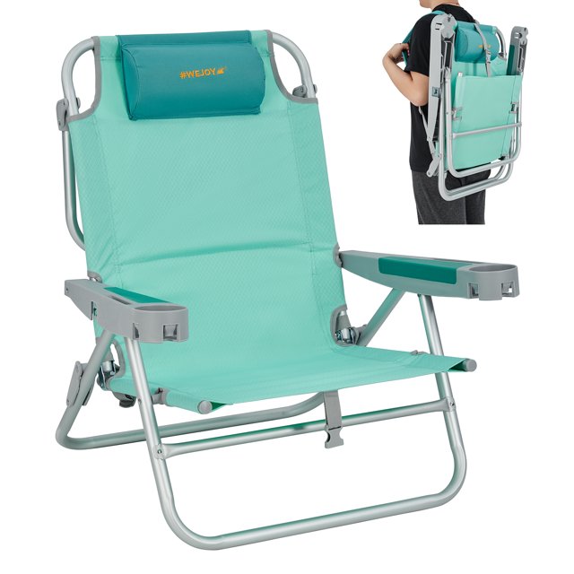 "Wejoy 5Position Reclining Beach Chair, Extra Wide 28"", Portable
