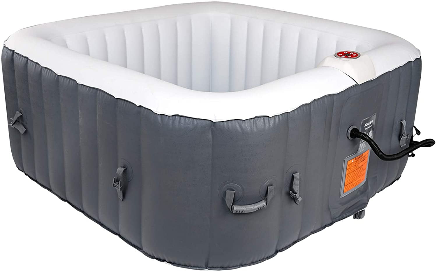 Wejoy Portable Hot Tub Air Jet Spa 2-3 Person Inflatable Outdoor Heated to  max of 104℉(40℃),61X61X26 inch,600 L / 158 Gal,Grey 