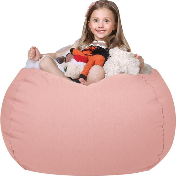 Wekapo Stuffed Animal Storage Bean Bag Chair Cover for Kids | Stuffable Zipper Beanbag for Organizing Children Plush Toys Large Premium Cotton Canvas