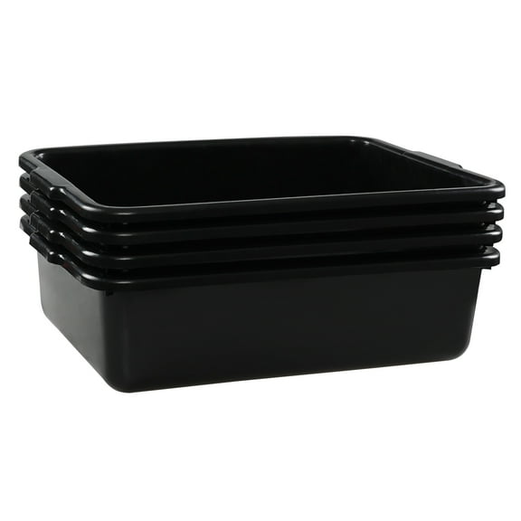 Wekioger 4-Pack 22 L Plastic Commercial Bus Tub, Large Restaurant Bus Box, Black