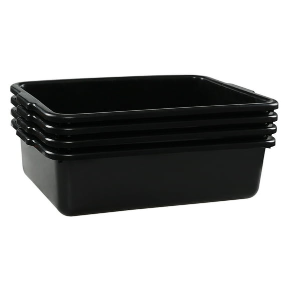 Wekioger 4-Pack 22 L Plastic Commercial Bus Tub, Large Restaurant Bus Box, Black