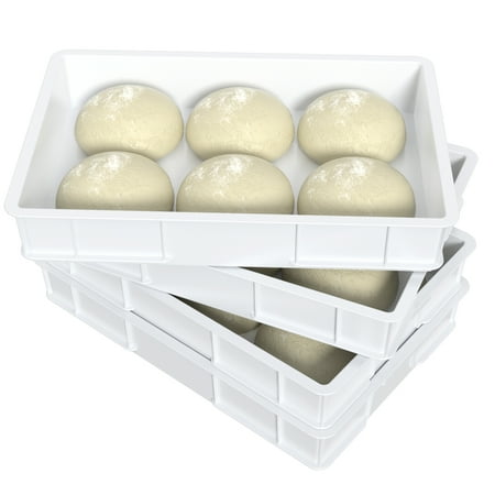 Wekioger White Commercial Dough Proofing Boxes, Plastic Stackable Pizza Dough Trays, Set of 4