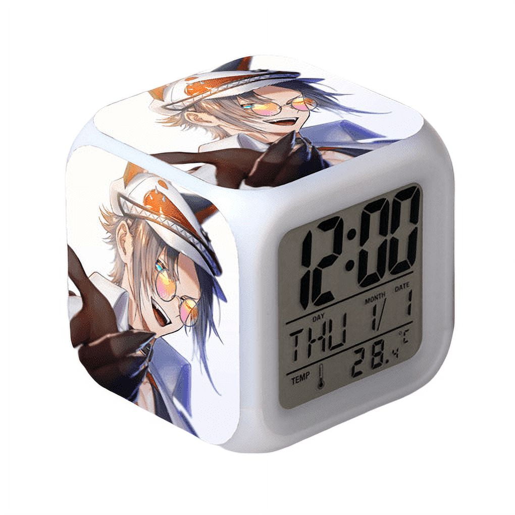 Wekity Anime Alarm Clock One Piece LED Square Clock Digital Alarm Clock